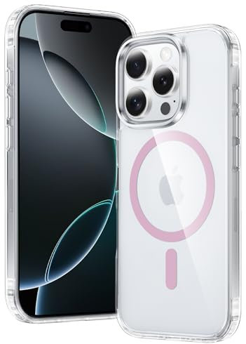 FNTCASE for iPhone 16 Pro Case: iPhone 16 Pro Phone Clear Case Magnetic Military Grade Drop Protection Anti Yellowing Cell Phone Cover - Rugged Shockproof Protective Bumper Transparent Cases(Pink)
