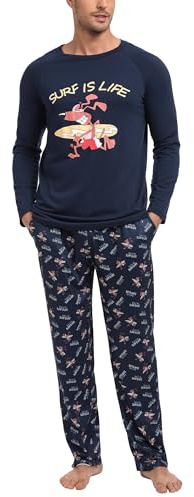 Jahetuul Schlafanzug Herren lustig Pyjama Männer Schlafanzüge für Herren Nachtwäsche Loungewear Set Schlafbekleidung Pyjamahose gedruckt Homewear Man