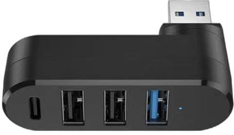 USB Port Splitter 3.0, 4-Port USB 3.0 Hub - Drehbarer USB Splitter USB Expander USB 3.0 Expander Splitter Multi USB Port Expander USB Adapter Station für Laptop, Auto