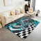 Motocross Motorrad Teppich,Speed Sport Auto Bereich Teppich 100Bx150L,Auto Thema Dekor Teppich,Schwarz Weiß Plaid Wohnzimmer Teppiche für Home Dekor,Glühende Geometrische Indoor Bodenmatte,Rutschfeste