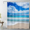 LB Blaues Küstenmeer Duschvorhang 120x175cm(BxH) Tropisch Strand Weiß Wolke Antischimmel Wasserdicht Badezimmer Vorhänge,Sommerliche Insellandschaft Extra Kurz Polyester Stoff Bad Vorhang mit Haken