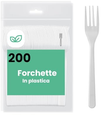 200 forchette bianche in plastica riutilizzabili, eco riutilizzabili, lunghezza 16,5 cm, lavabili in lavastoviglie, ideali per dolci, dessert, pasta, frutta.