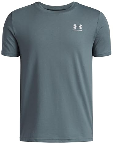 Under Armour Boys' Sportstyle Left Chest Short Sleeve, Comfortable Boys' T-Shirt with Logo Design, Fast-Drying Sports T-Shirt,Jasper Blue / / White,YMD
