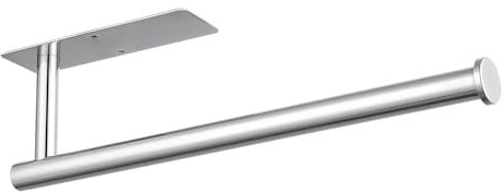 Eolax Papierrollenhalter, Papierrollenstange unter Küchenschrank, Geeignet für Küche, selbstklebend oder Wandmontage mit Bohrlöchern, SUS304 Edelstahl Verchromt