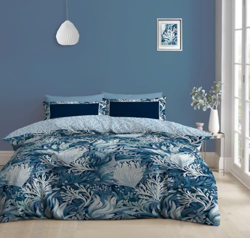 Super Dreamer Floral Duvet Cover - Reversible Complete Bedding Double Bed Set 1 Duvet Cover + 1 x Fitted Sheet + 2 x Pillowcases - Breathable Soft Quilt Cover - Washable Linen