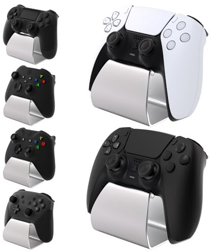 playvital Supporto Metallo per ps5/Edge Controller, Porta Joystick per ps4, Stand-AL Base Universale da Tavolo per Xbox Series/One X S, per Nintendo Switch Pro Joypad, 2 Set, Argento