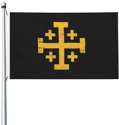 Fahne Kreuzritterkreuz Von Jerusalem Personalisierte Fahnen Uv-Beständig Flaggen Für Home Drinnen Paraden 90X150cm
