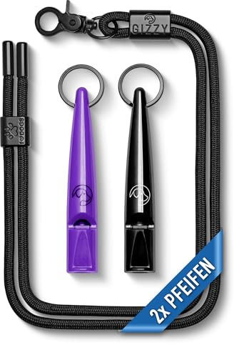 GIZZY® 2X Hundepfeife lauter & weitreichender Pfeifton I 2X Hundepfeifen ideal als Erziehungshilfen für Hunde I Zum Hundetraining Bellen o. als Hundepfeife Rückruf geeignet I Inkl. wertigem Band