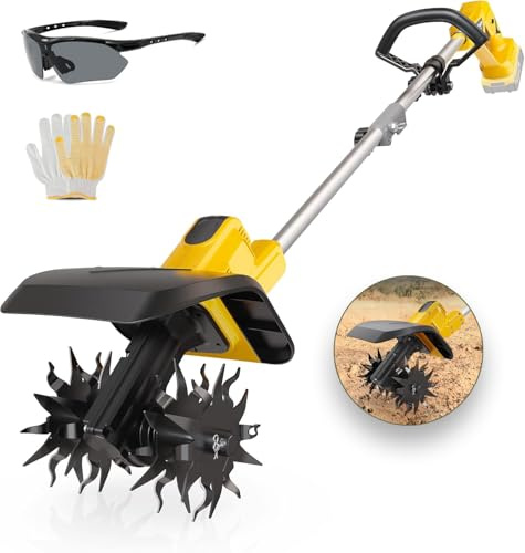 Cordless Tiller Cultivator Compatible with 20V Battery(Tool Only), Electric Garden Tiller w/360 RPM, 9In Tilling Width and 6.6In Depth Garden Rototiller for Lawn/Soil Cultivation