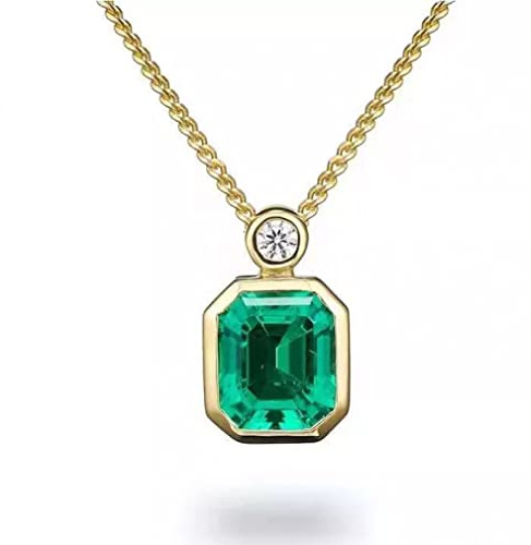 KXQYIKYI 18k gold plated 100% 925 sterling silver real 1.3 carats grown emerald perfume bottle pendant necklace fine jewelry
