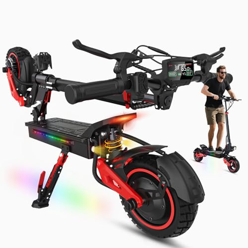 1600W Patinete Eléctrico Adultos Plegable Autonom 45-55KM,48V/18Ah Batería | Ruedas 10.5 Todoterreno Electric Scooter Doble Frenado Sistema Patinete Electrico Plegable Capacidad Carga 150kg 25km/h
