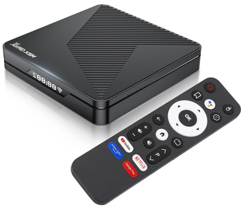 GREVA 8K Android TV Box 14.0, Neu Android Box 4G RAM 64G ROM Chipsatz S905X5M Unterstützung Dolby Vision WiFi6 HDR10 BT5.0 HDMI 2.1 10/100M Ethernet LAN 3D HD Smart TV Box Black