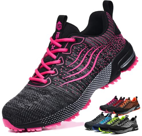 Chaussures de Sécurité Homme Légère Chaussures de Travail Femme GrisRose 39