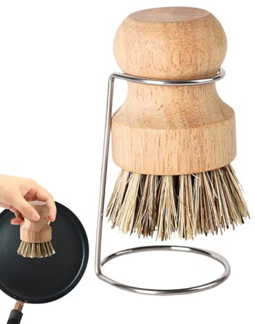 Brosses de Cuisine pour Vaisselle,Brosse Lave Vaisselle Poignée en Bois et Support Égouttoir - Brosse de Nettoyage | pour Casseroles Salle de Bain Carrelage Joints et Évier