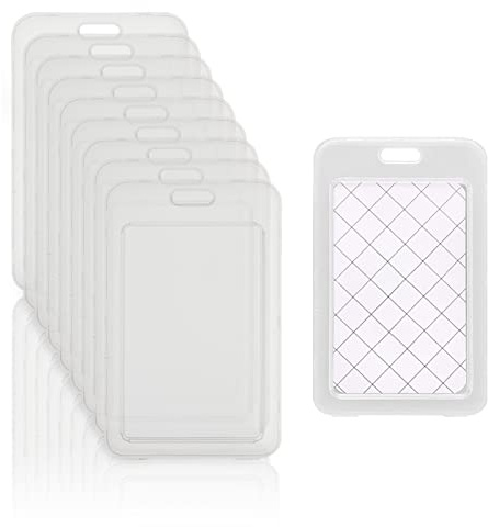 Huakaile Lot de 10 porte-badges verticaux transparents et robustes double face rigides pour cartes de bus pour école, bureau, étudiants