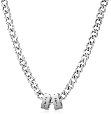Grovjewfit Personalisierte Herren Halskette Mit Namen, Kreuzkette Edelstahl Kreuz Anhänger Edelstahl Halskette Für Männer Weihnachten Vatertag Geschenk Für Vater Großvater Ehemann
