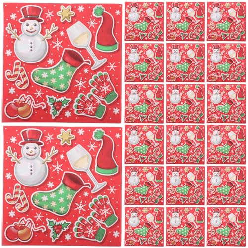 GLEAVI 1tasche Weihnachtsservietten Bedruckt mit Weihnachtsmotiven Beutel Einweg Servietten für Weihnachtsessen Dekorative Tischdekorationen aus Seidenpapier