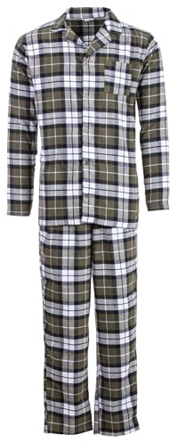 Henry Terre Herren Pyjama Kent mit Karo Muster Langarm Schlafanzug Baumwolle durchgeknöpft M-2XL Holzfäller-Look Tartan