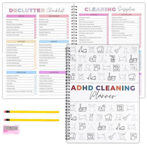 ADHD Cleaning Planner for Adults – Undated Daily, Weekly & Monthly Cleaning Schedule & Checklist – Household Chores Organizer Notebook for Home Management, Routine Tracking & Family Cleaning Tasks