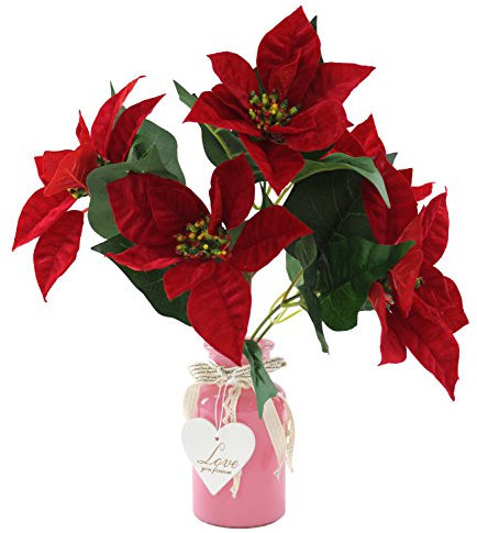 DECOLINE Weihnachtsstern künstlich 1 Stück (B - Busch klein)