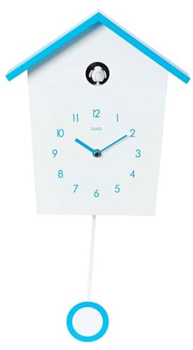 Cuco Clock Kuckucksuhr Landhaus, 46,5 × 27 × 7,8cm Pendeluhr Wanduhr, Moderne Schwarzwalduhr mit Nachtruhefunktion, Vogelgezwitscher, Vogelstimme