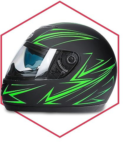 Integralhelm Mit Sonnenblende Schwarz-Grün Matt 61-62 Motorradhelm Klapphelm