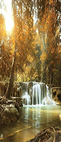 Vlies Türtapete Wald Natur inklusiv Kleister einteilig Fototapete für Tür Türposter Wohnzimmer Schlafzimmer UV-Beständig Geruchsfrei Montagefertig (10470, (91x211 cm) 1 Bahn)