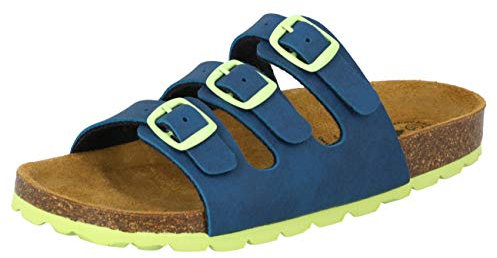 Lico Bioline Kids, Jungen Flache Hausschuhe, Blau-Marine-Grün, Gr. 27