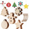 Johiux 50 Stück Holz Weihnachtsschmuck, DIY Christbaumschmuck Weihnachtsschmuck，Weihnachten basteln holzscheiben, Weihnachtsbaum, Holzstern, Runde Scheibe, Schneeflocke, Schneemann.
