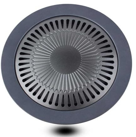 Griglia per Fornello a Gas Portatile,Barbecue Grill Rotondo,Griglia Tonda,Piastra per Barbecue,Piastra in Ghisa Bistecchiera Barbecue Bistecchiera Antiaderente in Ferro e Lega,31,5 cm