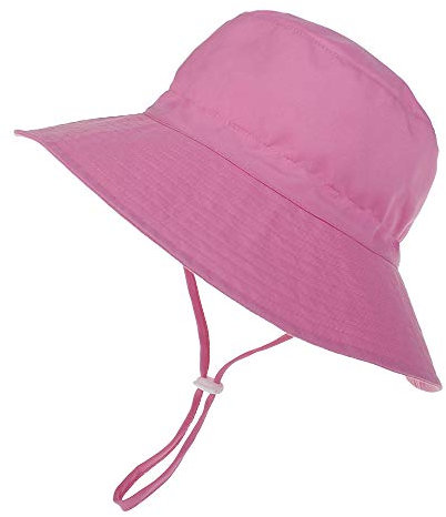 DRESHOW Unisex Baby Kleinkinder Sonnenhut Kappe Mütze Fischerhut Strandhut Kinder Baby Stern Sommerhut UV Schutz UPF 50+,Solid Color Pink,Age 2-6 Jahre, Size 54cm