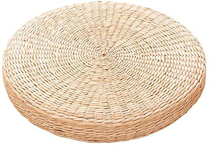 Dysetcs Runde Stroh-Boden-Sitzkissen, 39,9 cm, japanischer Pouf Tatami Bodenkissen, handgewebt, Meditation, weiche Yoga-Sitzmatte für Wohnzimmer, Balkon, Gartenparty