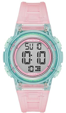 Armitron Sport Women's Digital Chronograph Resin Strap Watch, 45/7086 Pink/Turquoise