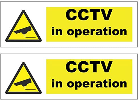 Haobase 2PCS Security Notice, CCTV In Operation Sign - Self Adhesive Vinyl Sticker (15cm x 5cm)