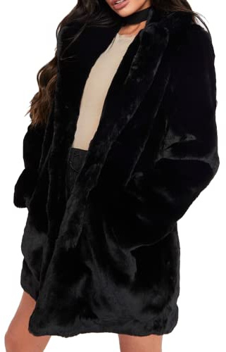 TOPONSKY Furry Jackets Snow Faux Fur Cruella Winter Fluffy Women Wedding Fuzzy Black XL