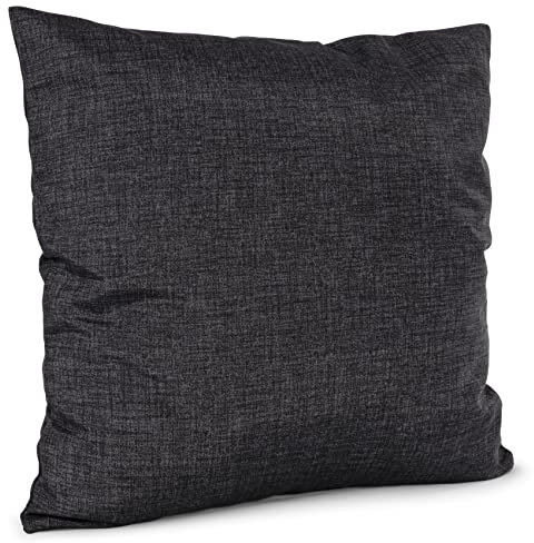ANRO Kissenbezug Kissenhülle Kissen Sofakissen Zierkissen Deko Kissenbezüge Leinenoptik Anthrazitschwarz 50x50cm mit Füllung