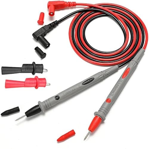 Retoo Messleitungen mit silikonisolierten für Multimeter, Schwarz und Rot, Multimeter Kabel, Prüfkabel Set, Verlängerungskabeln, elektronisches Zubehör Set, Flexibele, Multimeter Zubehör, 107 cm Lange