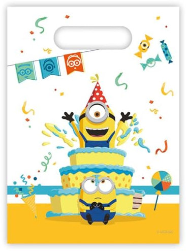 Procos - Party Loot Bags Minions Rise of Kran Geschenktüten Süßigkeiten, 6 Stück, PR94099