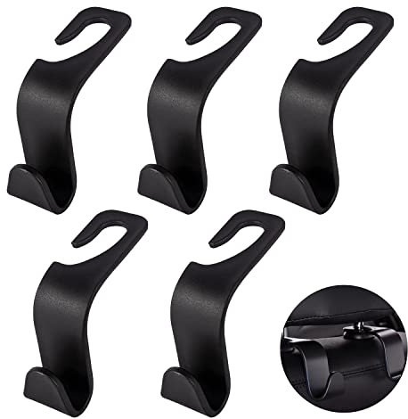 SSKHE 5 Stücke Auto Lagerung Haken, Autositz Haken, Multifunktionale Aufbewahrung Rücksitzhaken, Autositzrückenhaken, geeignet für Wasserflaschen, Einkaufstaschen, Handtasche usw