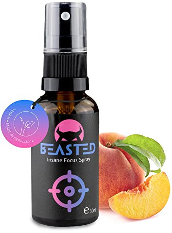 BEASTED Insane Focus Spray 30ml Eistee-Pfirsich/Natürliches Ginkgo-Extrakt für Fokus und Konzentration/Gaming Booster ohne Koffein/Fokus Booster Monatsvorrat zum Konzentration erhöhen