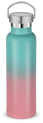 Volhoply Gradient Stainless Steel Water Bottles,600 ML Vacuum Insulated Double Wall Travel Bottle with Leak Proof Lid of Handle,Metal Reusable Standard Mouth Flask for School,Hikers,Gift