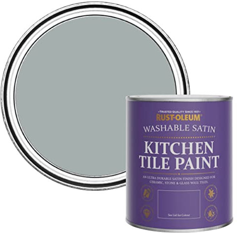 Rust-Oleum Grey water resistant Kitchen Tile Paint in Satin Finish - Mineral Grey 750ml