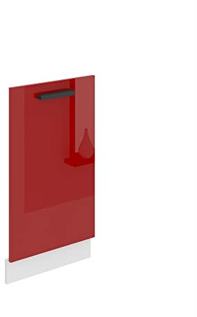 Belini Frontale Lavastoviglie PZ. Pannello Frontale Lavastoviglie Larghezza 45cm Pannello Frontale per Lavastoviglie con Maniglia, Rosso Lucido