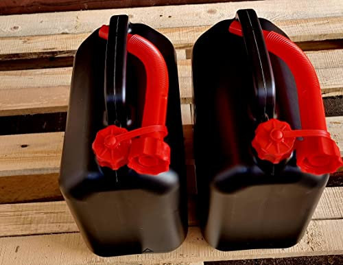 2x Benzinkanister 10L SCHWARZ Dieselkanister Reservekanister Kraftstoffkanister 10 Liter Wasserkanister für Benzin Diesel Wasser AdBlue, 10-Liter-Kanister mit Außgießer 10 ltr Petrol Can