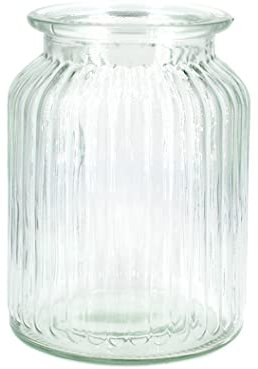 Creativery Windlicht Glas 11x14,5cm Windlichtglas Teelichthalter Teelichtgläser kleine Vase gerillt transparent