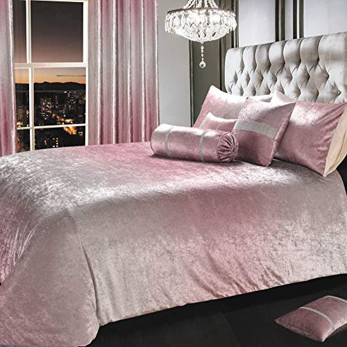 Intimates Luxury Crushed Velvet Ombre Two Toned Bedroom Bedding Duvet Cover and Pillowcase Set (Pink, Double)