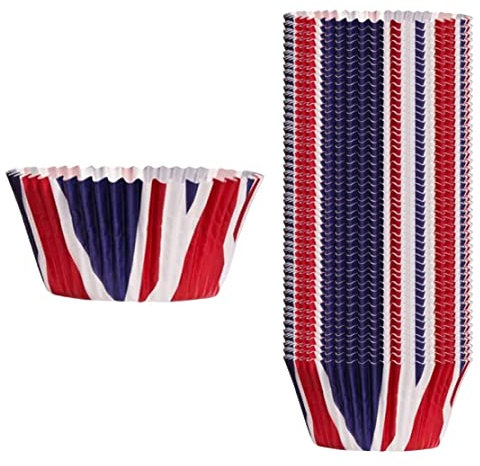Beito 50pcs Union Jack Cupcake Fälle, Cupcake -Fälle, Krönungsdekorationen, Party Mini Back Muffin Cupcake Case König Charles III Krönung Cupcake Cases Dekoration für König Charles The Third Street