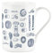 Purely Home Vintage Hobbies Range - Knitting Themed Mug - Fine Bone China Style White Mug Coffee/Tea Gift