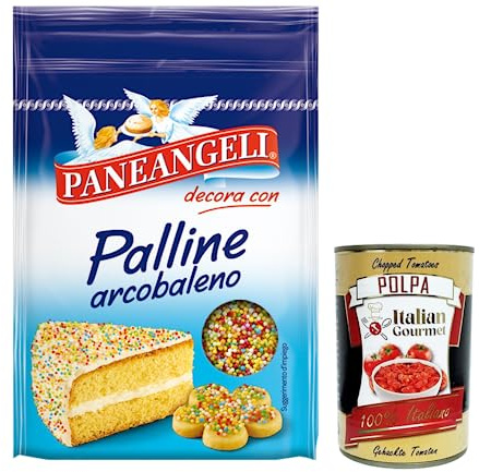 Italian Gourmet Palline Arcobaleno decorazioni dolci Tortenstreusel 1 x 60g | Confetti colorati richiudibili; bunte Zuckerperlen für Cupcakes, Gelato, Gesamtnettogewicht 60 g + Kostenlos Polpa 400g