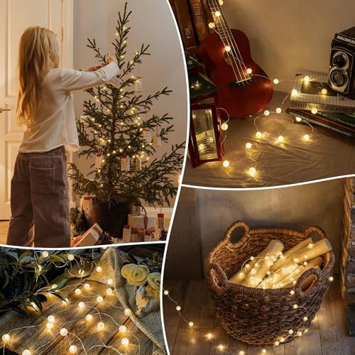 JIMCOM Battery Operated Lights, Globe String Lights 2M/6.6Ft 20 LED Christmas Fairy Lights for Bedroom, Indoor Outdoor, Birthday, Party, Christmas Decorations